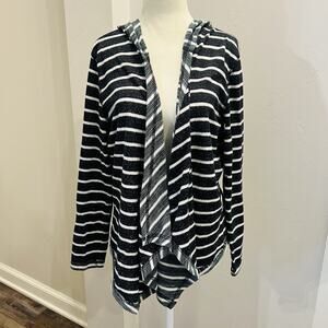 Ruby Rd. Women's Multi Colored Reverse Loop Stripe Cardigan Hooded M (A0125)